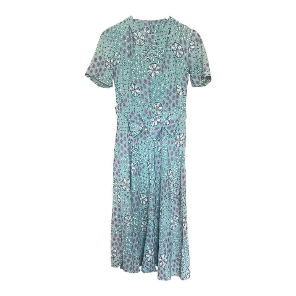 Vintage Aqua & Pink Day Dress - Size XS